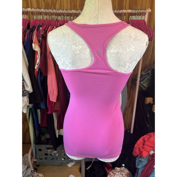 LULULEMON Racerback Tank Solid Pink Knit Stretch Size 4?? Active Barbie - Picture 4 of 6